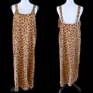 Metallic Shimmery Gold Leopard Print Maxi Night Gown Size XL